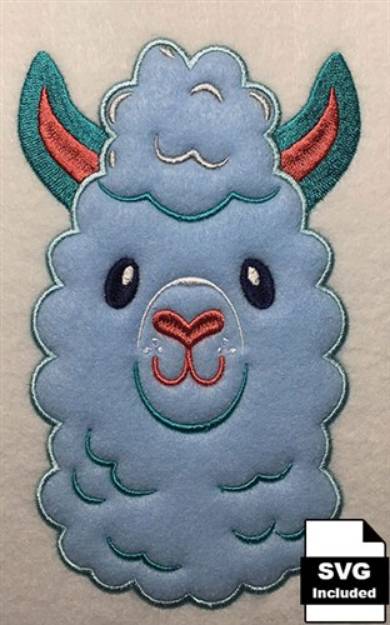 Picture of Llama Applique Face Machine Embroidery Design