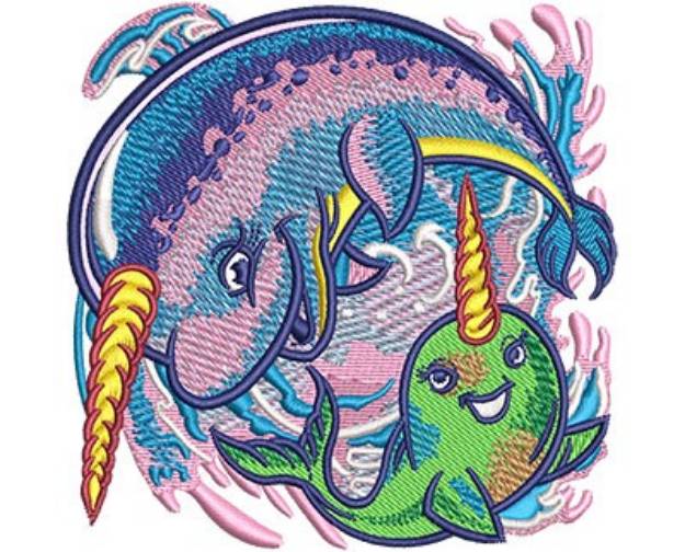 Picture of Happy Narwhals Machine Embroidery Design