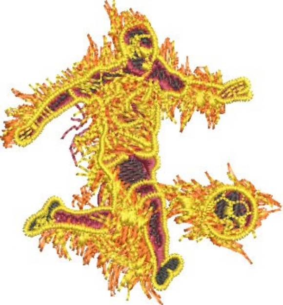 Picture of Flaming Soccer Player Machine Embroidery Design