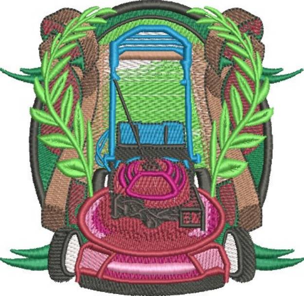 Picture of Lawn Mower Crest Machine Embroidery Design