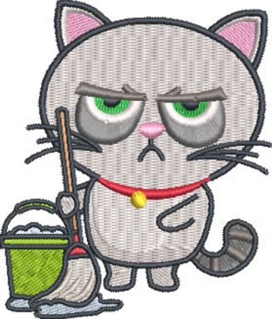 Picture of Cat Mopping Machine Embroidery Design