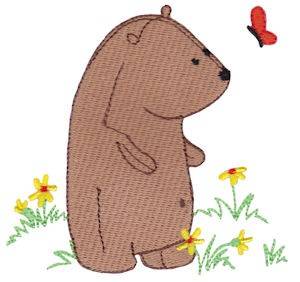 Picture of Daisy Bear & Butterfly Machine Embroidery Design