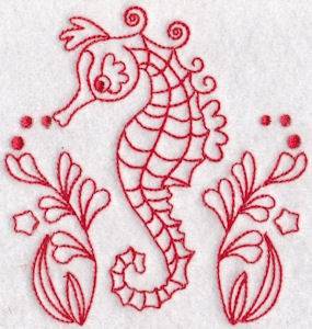 Picture of Seahorse Redwork Machine Embroidery Design