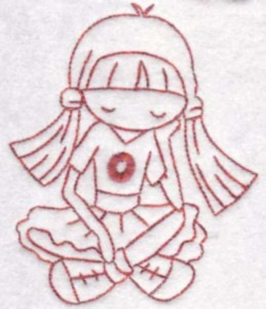 Picture of Girl Redwork Machine Embroidery Design