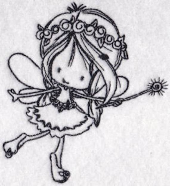 Picture of Redwork Fairy Machine Embroidery Design