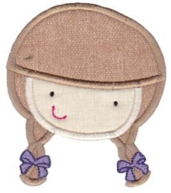 Picture of Pigtailed Applique Girl Machine Embroidery Design