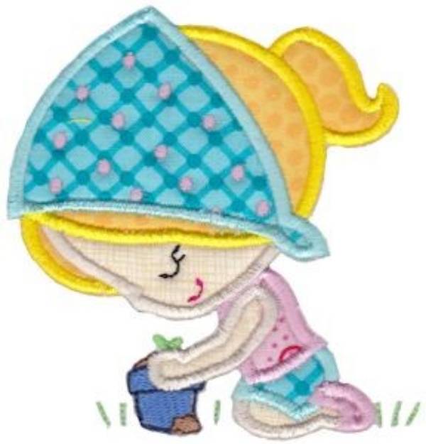 Picture of Garden Girl Applique Machine Embroidery Design