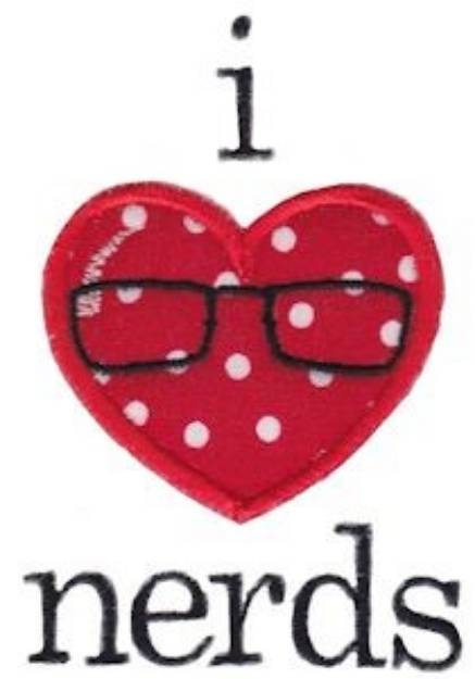 Picture of I Love Nerds Applique Machine Embroidery Design