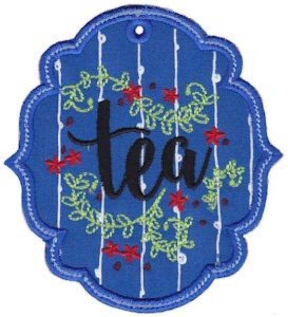 Picture of Tea Label  Applique Machine Embroidery Design