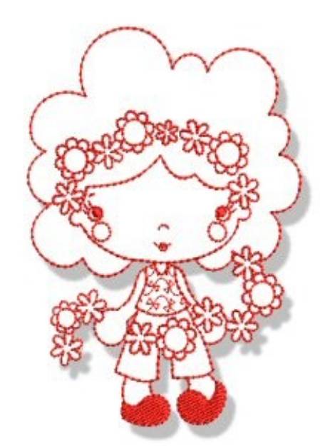 Picture of Spring Cutie Redwork Machine Embroidery Design