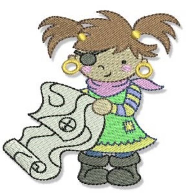 Picture of Treasure Map Girl Machine Embroidery Design