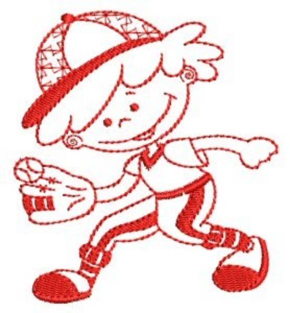 Picture of Baseball Boy Machine Embroidery Design