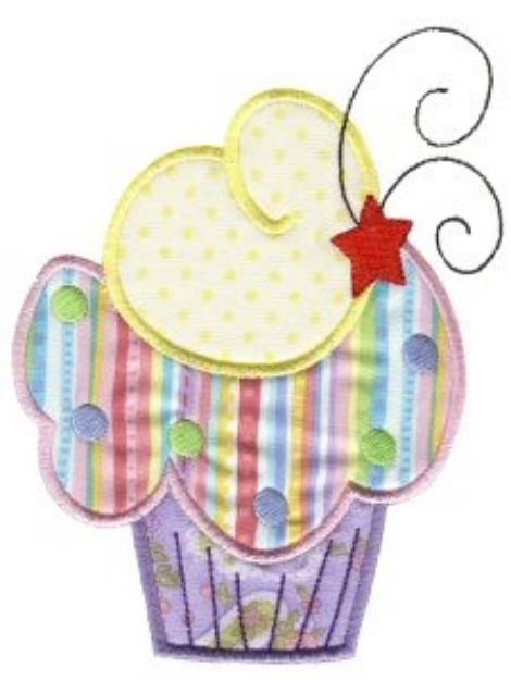 Picture of Rainbow Cupcake Applique Machine Embroidery Design