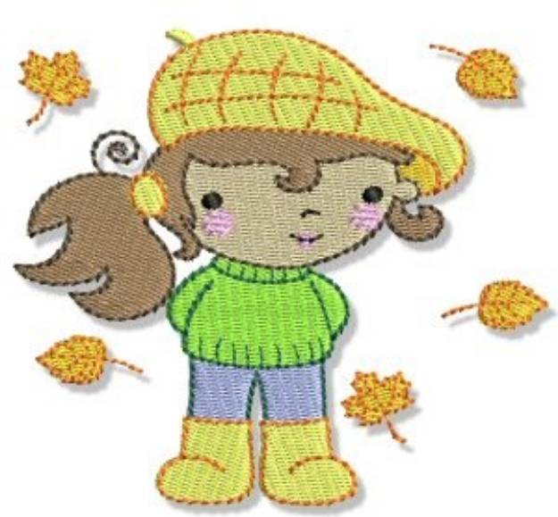 Picture of Brunette Autumn Cutie Machine Embroidery Design