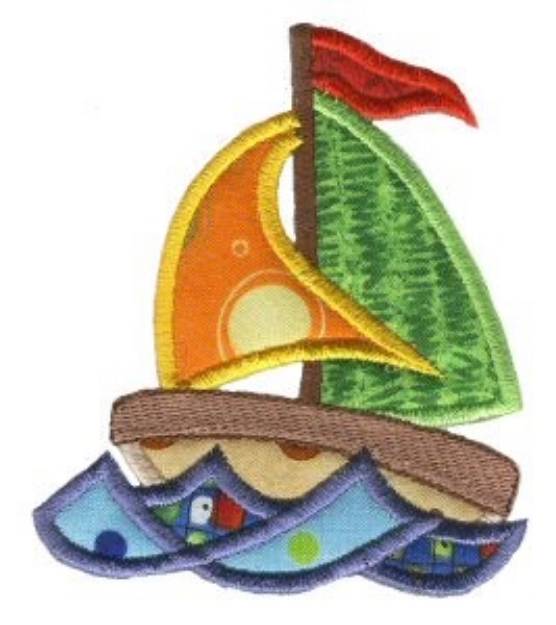 Picture of Applique Sailboat Machine Embroidery Design