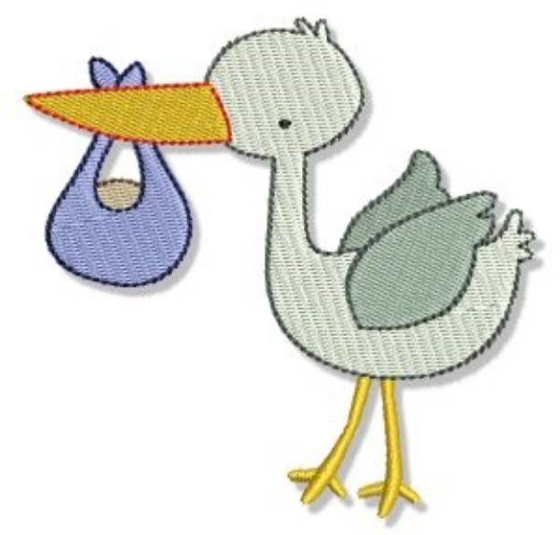 Picture of Stork & Baby Machine Embroidery Design