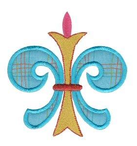 Picture of Blue Applique Fleur De Lis Machine Embroidery Design