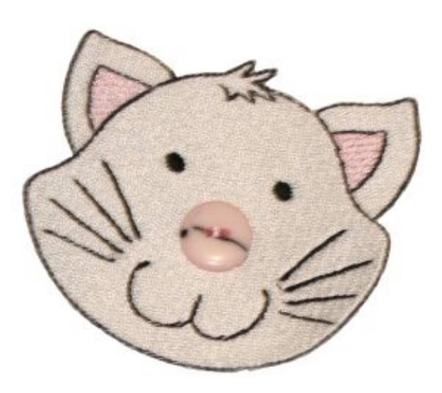 Picture of Button Nose Kitten Machine Embroidery Design