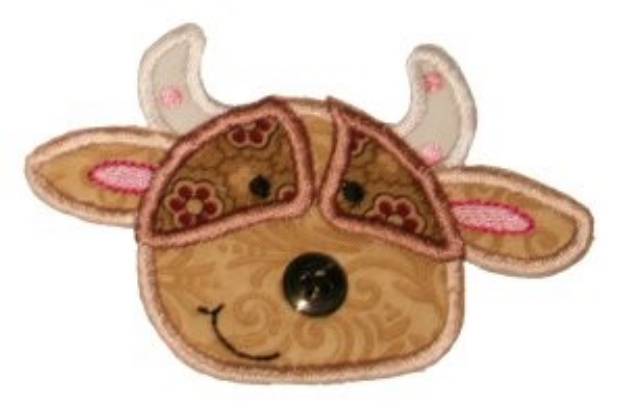 Picture of Button Nose  Bull Applique Machine Embroidery Design