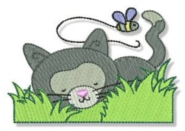 Picture of Cuddly Kitten & Bumblebee Machine Embroidery Design