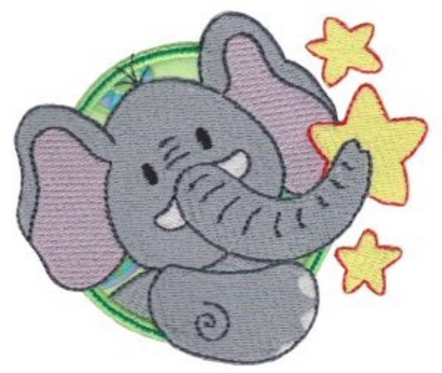 Picture of Applique Circle & Elephant Machine Embroidery Design