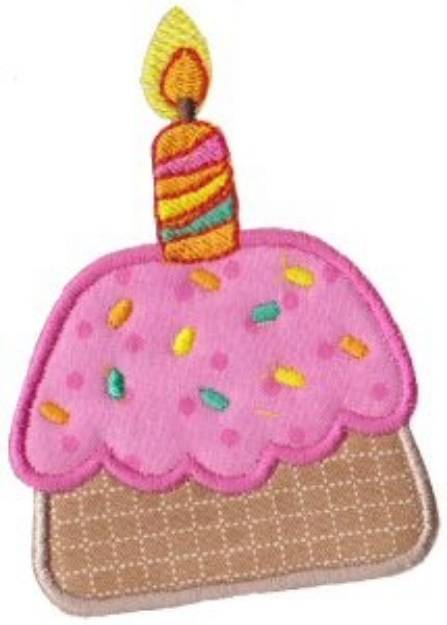 Picture of Birthday Cupcake Applique Machine Embroidery Design