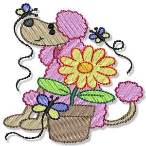 Picture of Garden Poodle Machine Embroidery Design