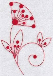 Picture of Redwork Fantasy Flower Machine Embroidery Design