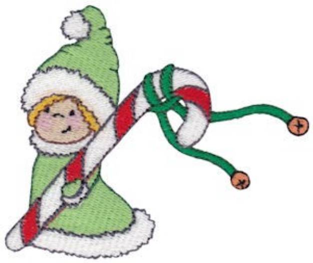 Picture of Christmas Girl & Candy Cane Machine Embroidery Design