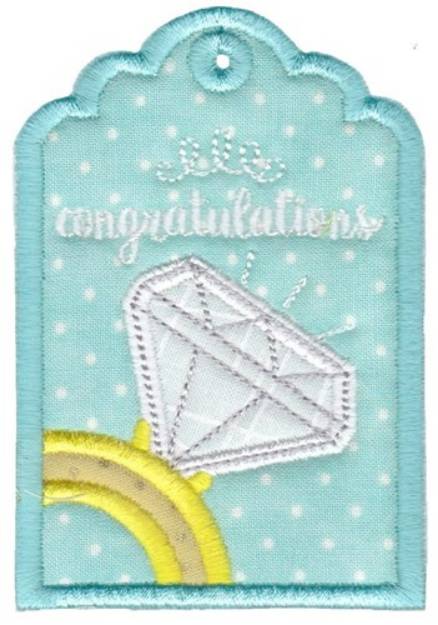 Picture of Congratulations RIng Gift Tag Applique Machine Embroidery Design