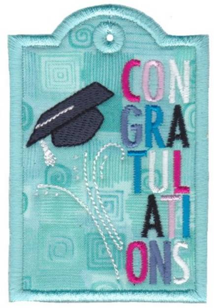 Picture of Congratulations Graduation Gift Tag Applique Machine Embroidery Design