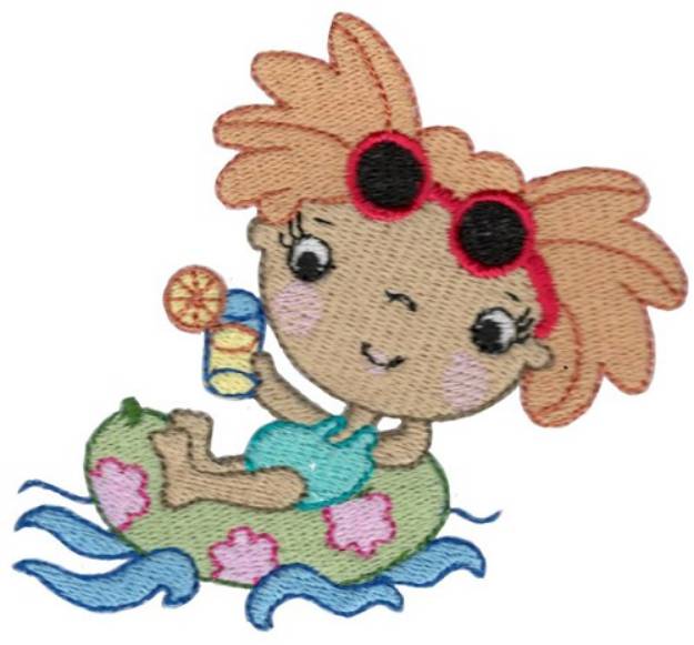 Picture of Girl Floating Machine Embroidery Design