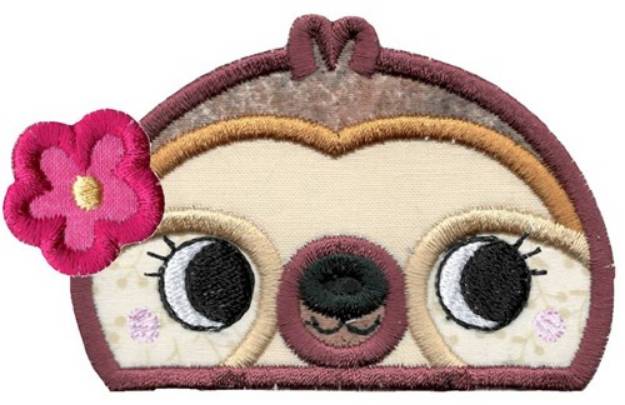 Picture of Girl Sloth Topper Applique Machine Embroidery Design