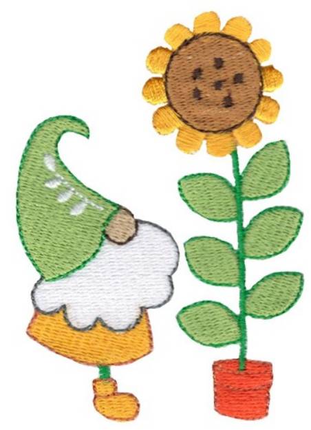 Picture of Gnome and Sunflower Machine Embroidery Design