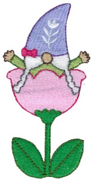 Picture of Gnome In Tulip Machine Embroidery Design