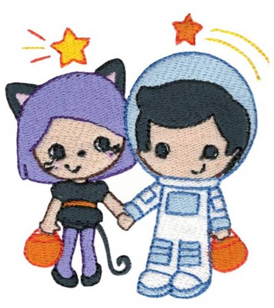 Picture of Astronaut and Cat Costumes Machine Embroidery Design