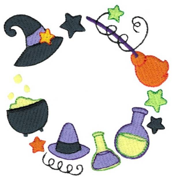 Picture of Witch Monogram Frame Machine Embroidery Design