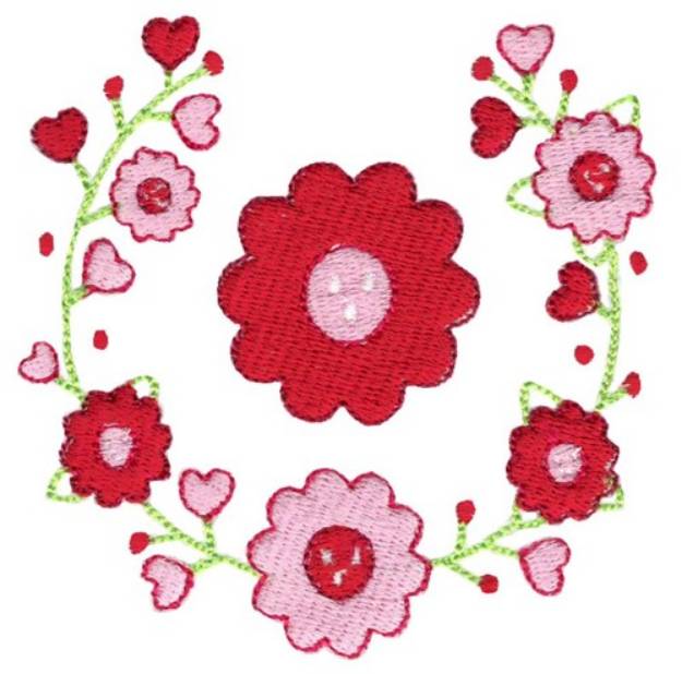 Picture of Valentine Flower & Laurel Machine Embroidery Design