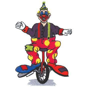 Clown On A Unicycle Machine Embroidery Design