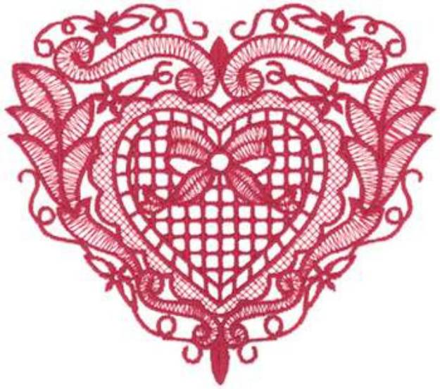 Picture of Lace Heart Machine Embroidery Design