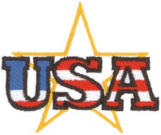 Picture of USA with Star Machine Embroidery Design