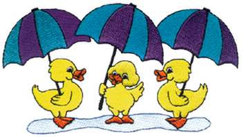 Ducks With Umbrellas Machine Embroidery Design