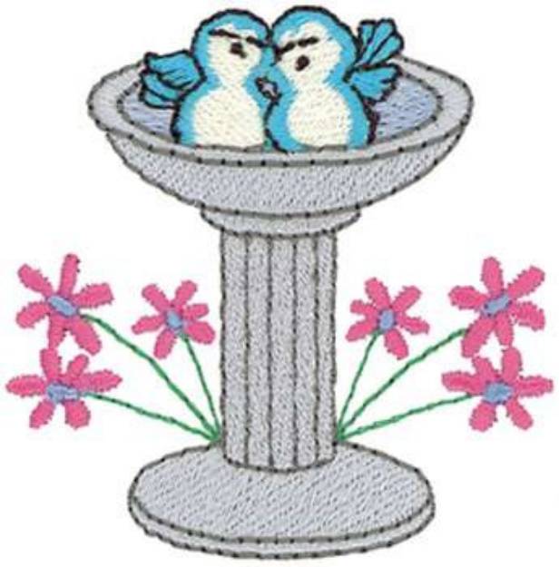 Picture of Birdbath Machine Embroidery Design