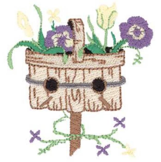 Picture of Basket Birdhouse Machine Embroidery Design