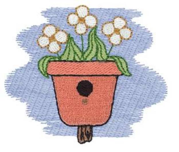 Picture of Flower Pot Birdhouse Machine Embroidery Design