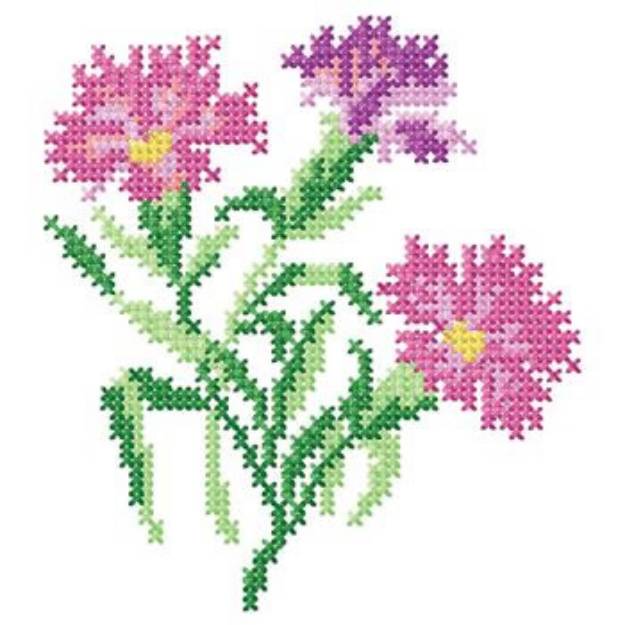 Picture of Cross Stitch Carnations Machine Embroidery Design