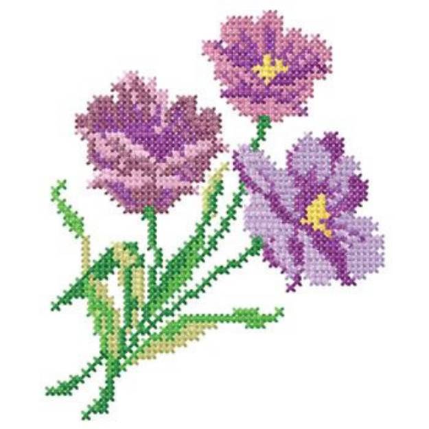 Picture of Three Flowers Machine Embroidery Design