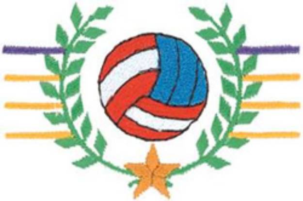 Picture of Volleyball Crest Machine Embroidery Design