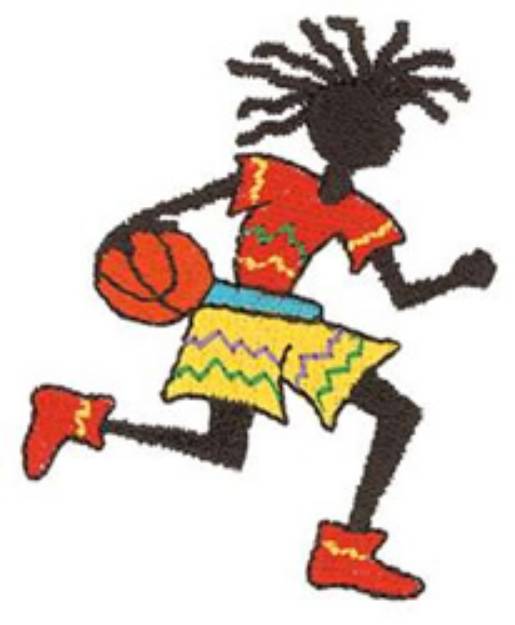 Picture of Rasta Basketball Player Machine Embroidery Design