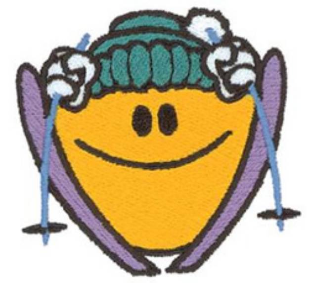 Picture of Skiing Smiley Machine Embroidery Design